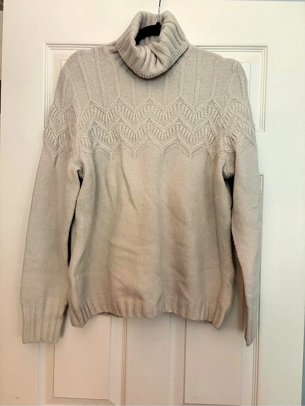 Isaac Mizrahi Live! Cowl Neck Knit Sweater Cream Large